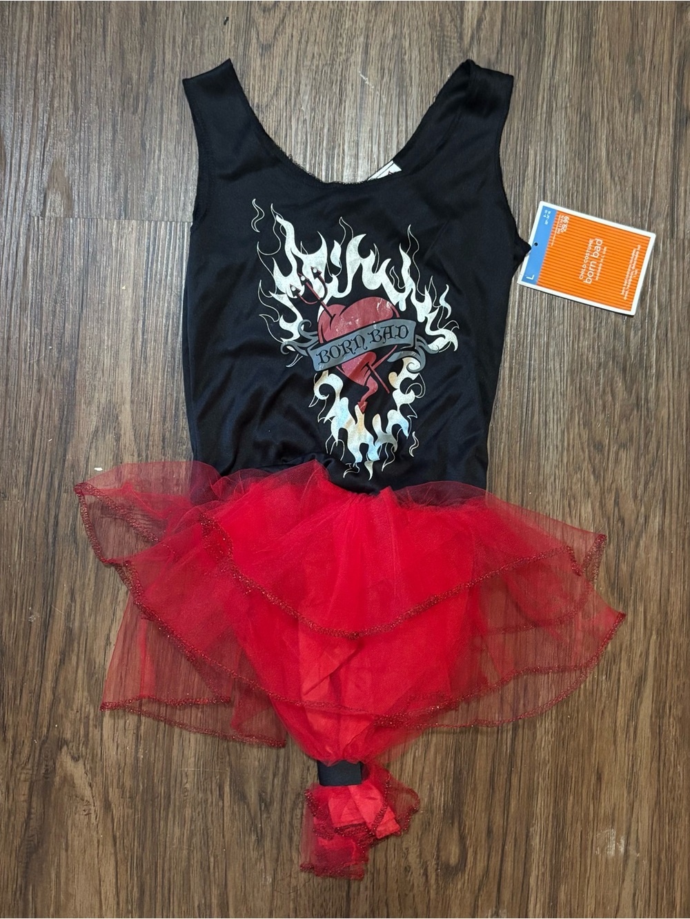 Born Bad Girls Devil Costume Red Tulle Black Dress Size L NWT